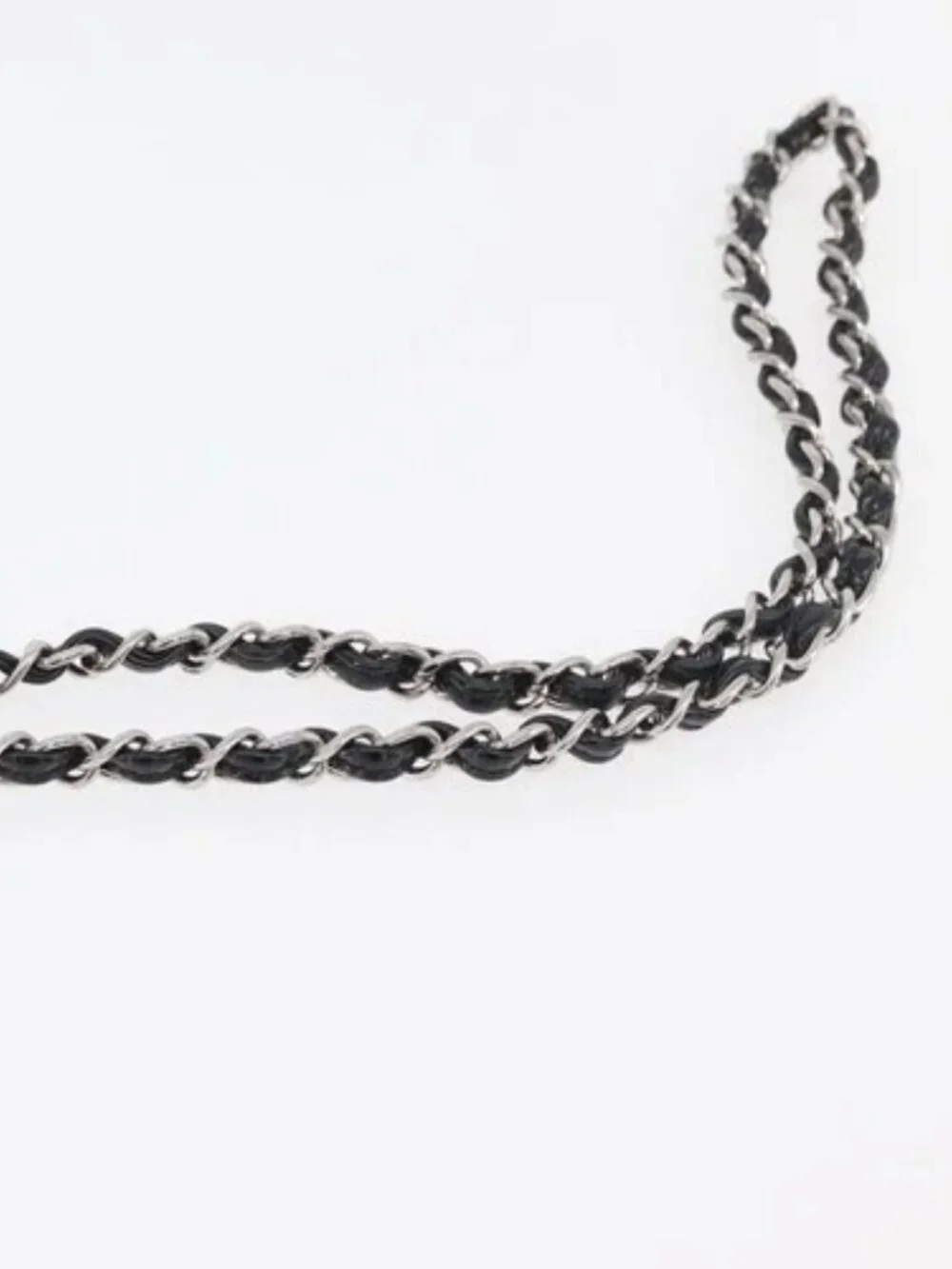 CHANEL Chain Shoulder Bag Patent leather Black Silver CC Auth 140118